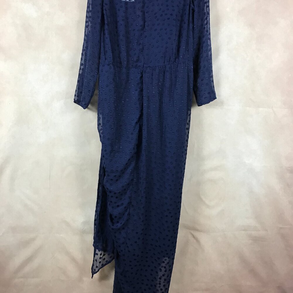 Blue Polka Dot Illusion Maxi Dress NWT M - Picture 14 of 15